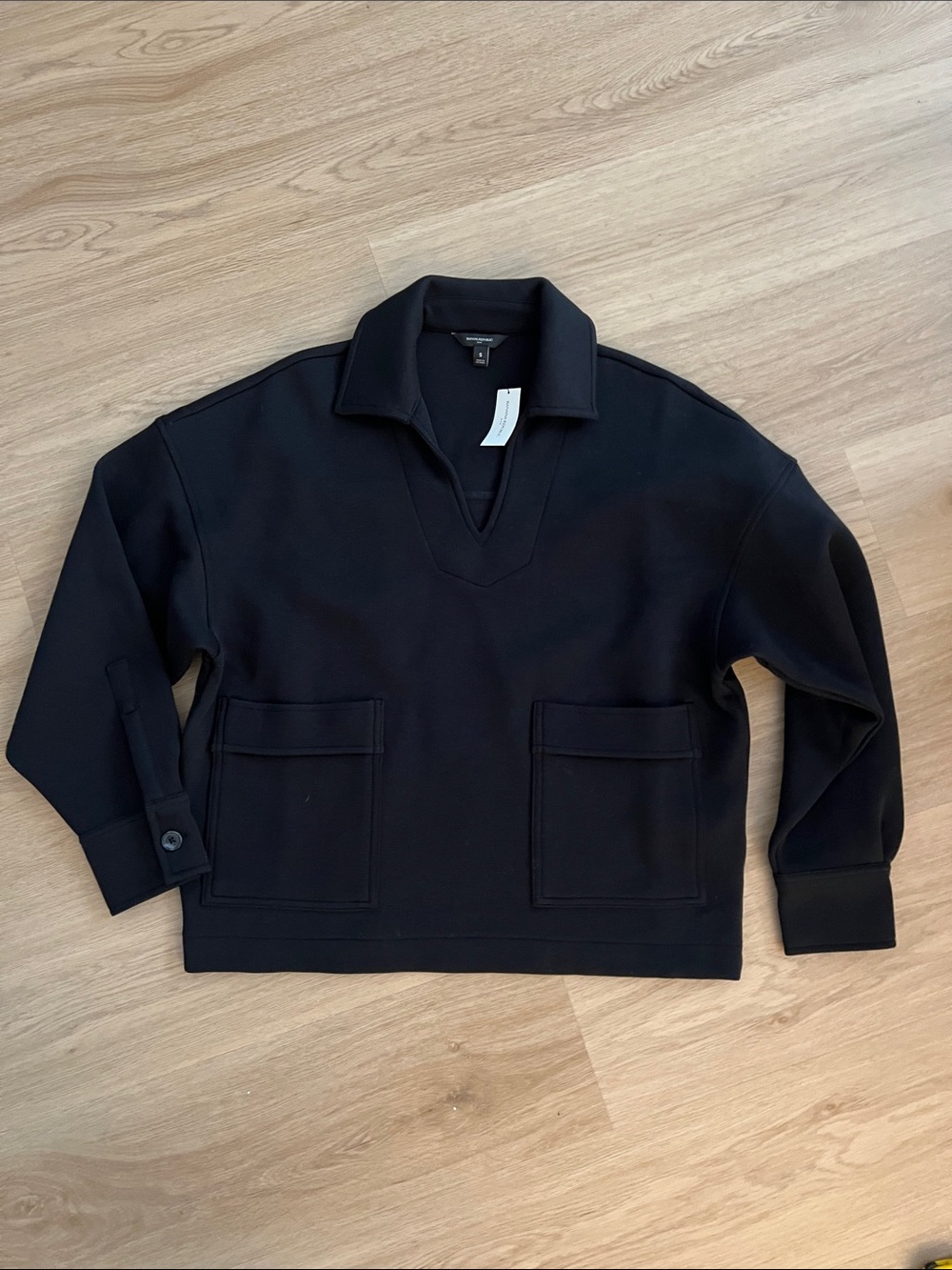Banana Republic Factory Black Pullover Tunic with Patch Pockets